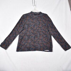 Croft & Barrow Women's Paisley Mock Turdle Neck Blouse Size XL Long Sleeve